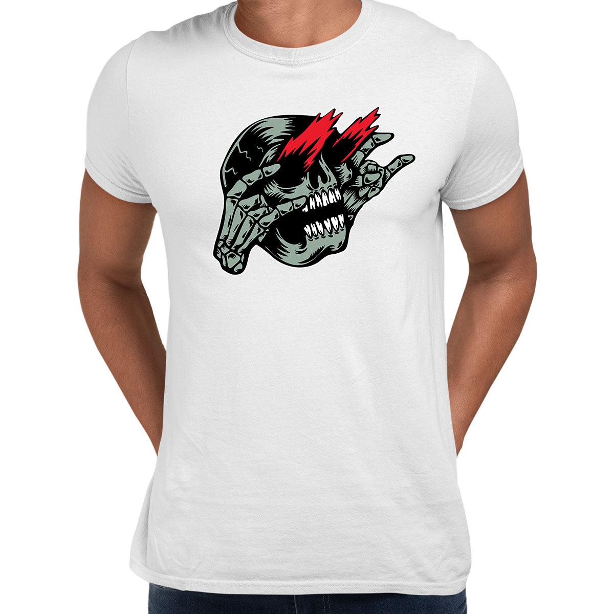 Skull Rockstar T-Shirt Gothic Dark Funny Novelty Metal Men's Unisex T-shirt - Kuzi Tees