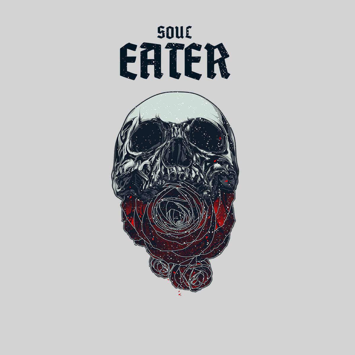 Soul Eater Skull with Roses Harley Dark Occult Unisex T-shirt - Kuzi Tees