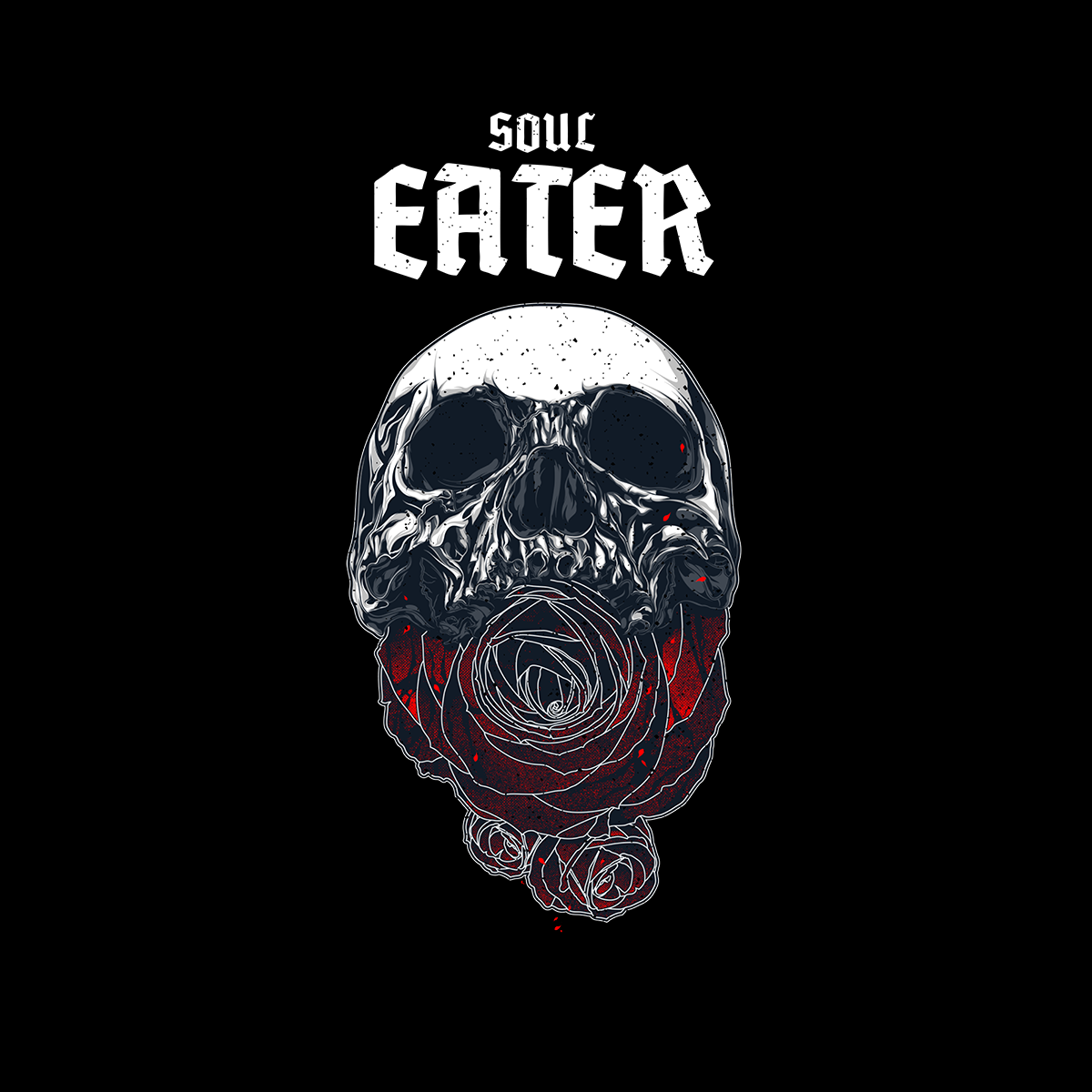 Soul Eater Skull with Roses Harley Dark Occult Unisex T-shirt - Kuzi Tees