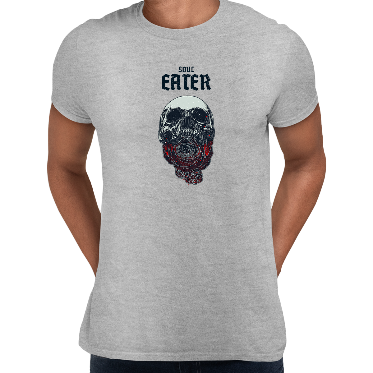 Soul Eater Skull with Roses Harley Dark Occult Unisex T-shirt - Kuzi Tees