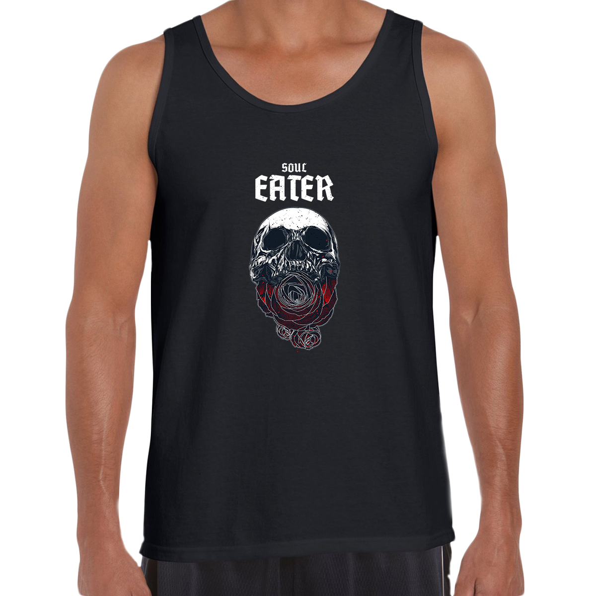 Soul Eater Skull with Roses Harley Dark Occult Unisex Tank Top - Kuzi Tees