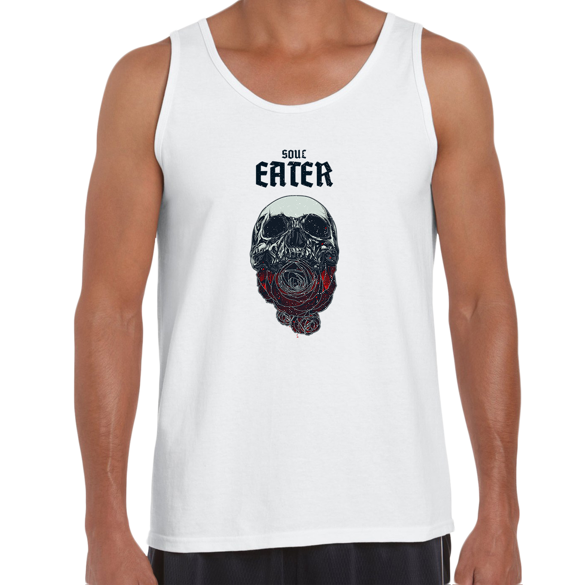 Soul Eater Skull with Roses Harley Dark Occult Unisex Tank Top - Kuzi Tees