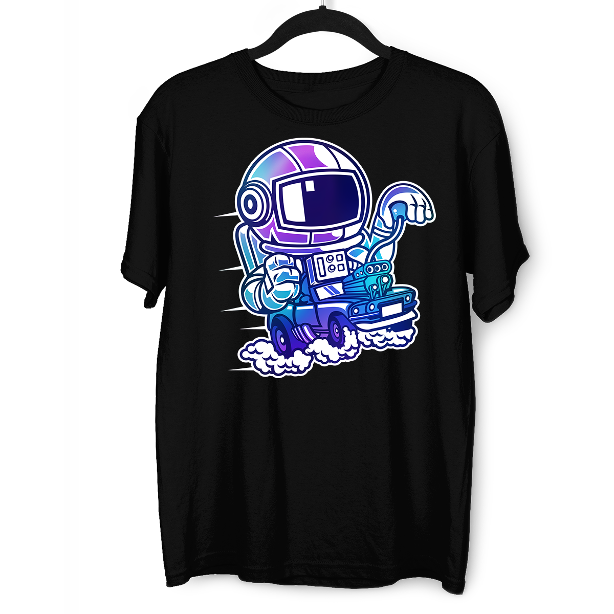 Space Astronaut Racer Amazing Retro Vintage Crew Neck T-shirt & Tank Top - Kuzi Tees
