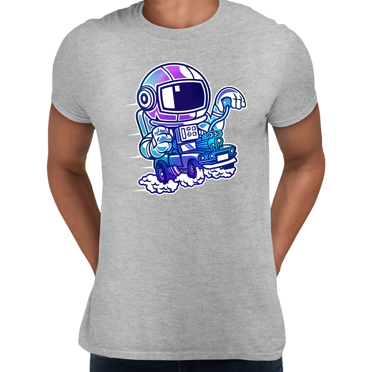Space Astronaut Racer Amazing Retro Vintage Crew Neck T-shirt & Tank Top - Kuzi Tees