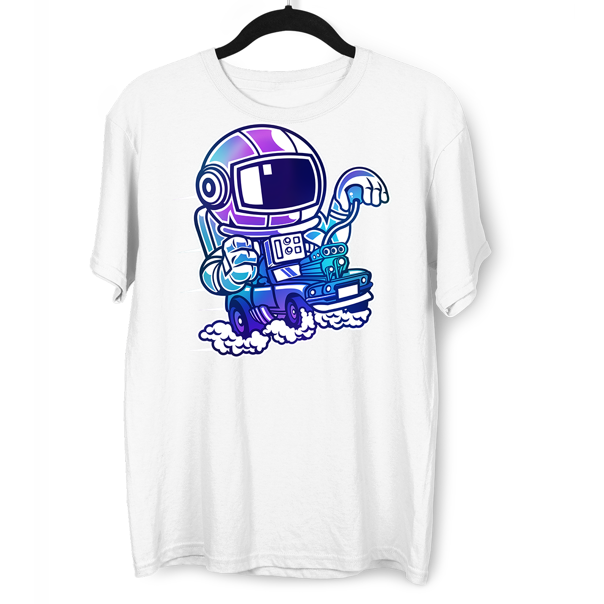 Space Astronaut Racer Amazing Retro Vintage Crew Neck T-shirt & Tank Top - Kuzi Tees