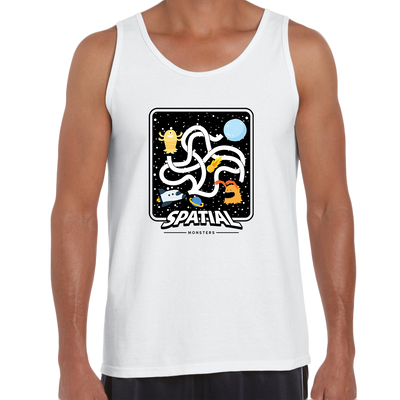 Space Retro Spatial Monster Game Shooter Unisex Black Tank Top - Kuzi Tees