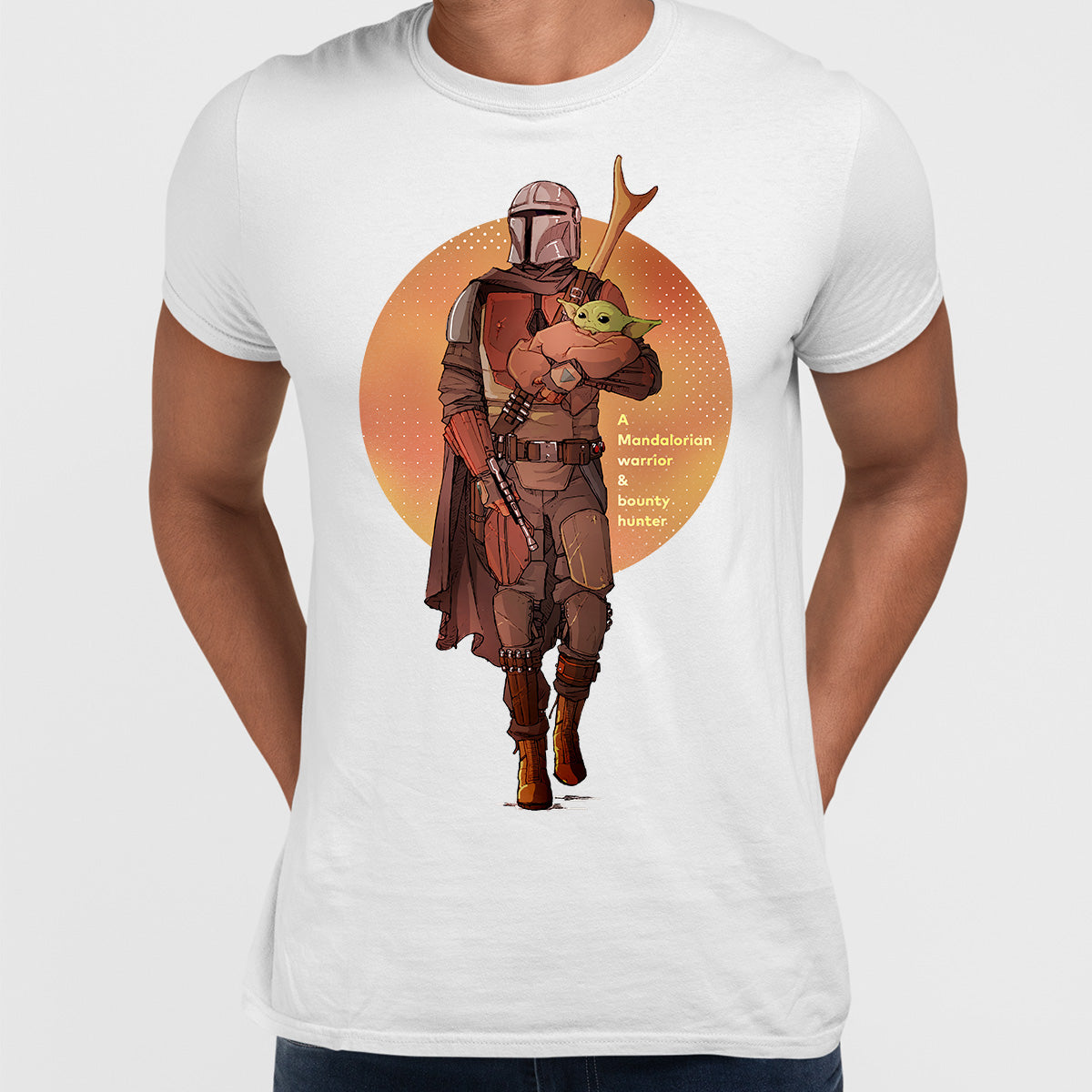 Star Wars The Mandalorian Baby Yoda Sunset Silhouette Black & White Unisex T-Shirt - Kuzi Tees