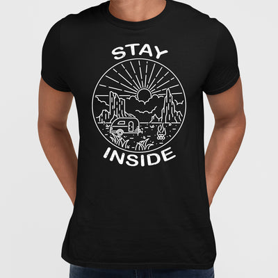 Stay Inside T-shirt - Van, Outdoor, Camping & Fire Pit Minimal Illustration - Kuzi Tees