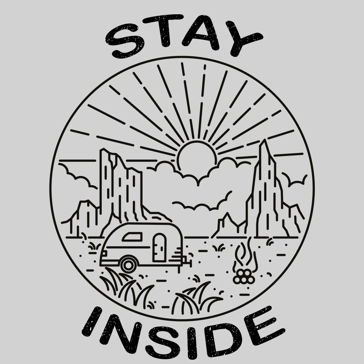 Stay Inside Van Outdoor Camping Fire Pit Minimal Illustration Tank Top - Kuzi Tees