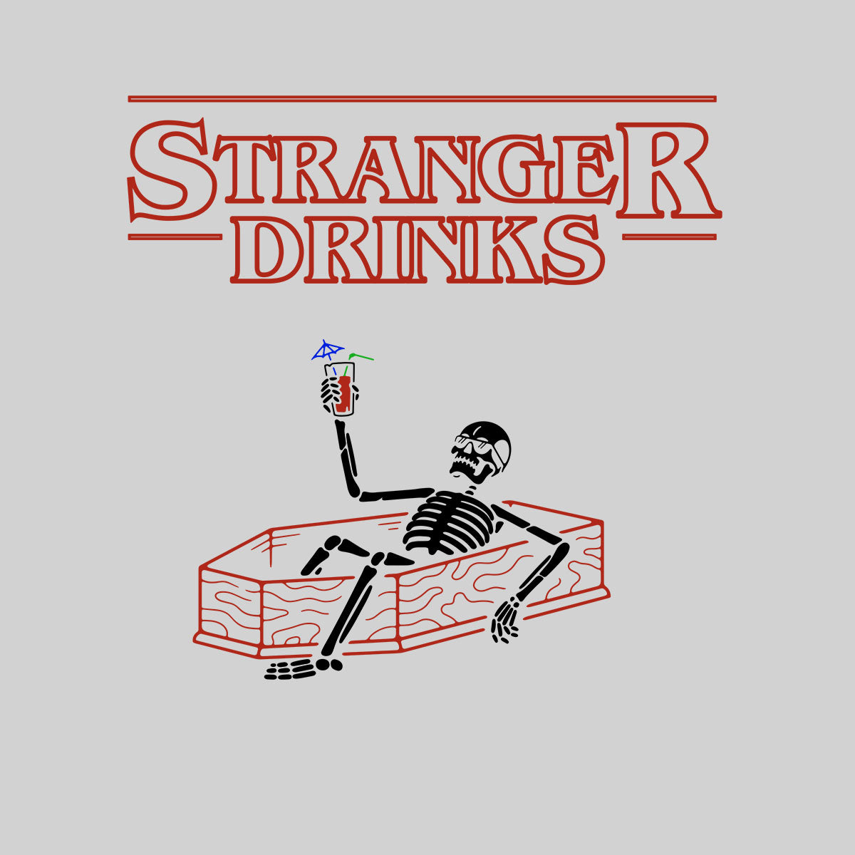 Stranger Drinks Spooky Funny Hunter t-Shirt Movie Unisex Tee - Kuzi Tees