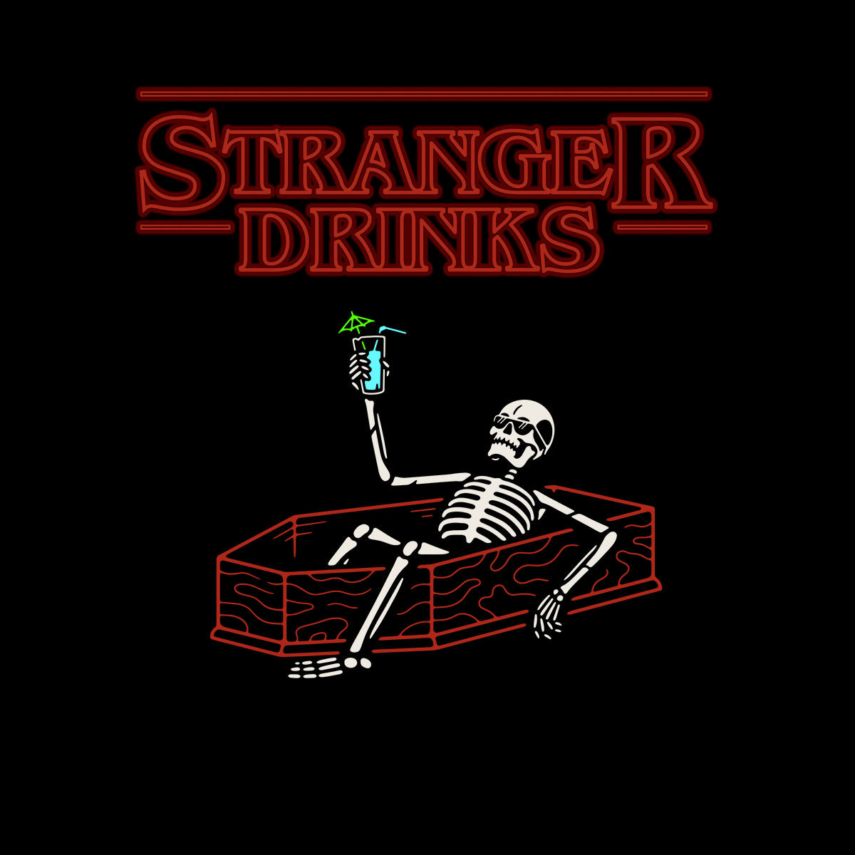 Stranger Drinks Spooky Funny Hunter t-Shirt Movie Unisex Tee - Kuzi Tees
