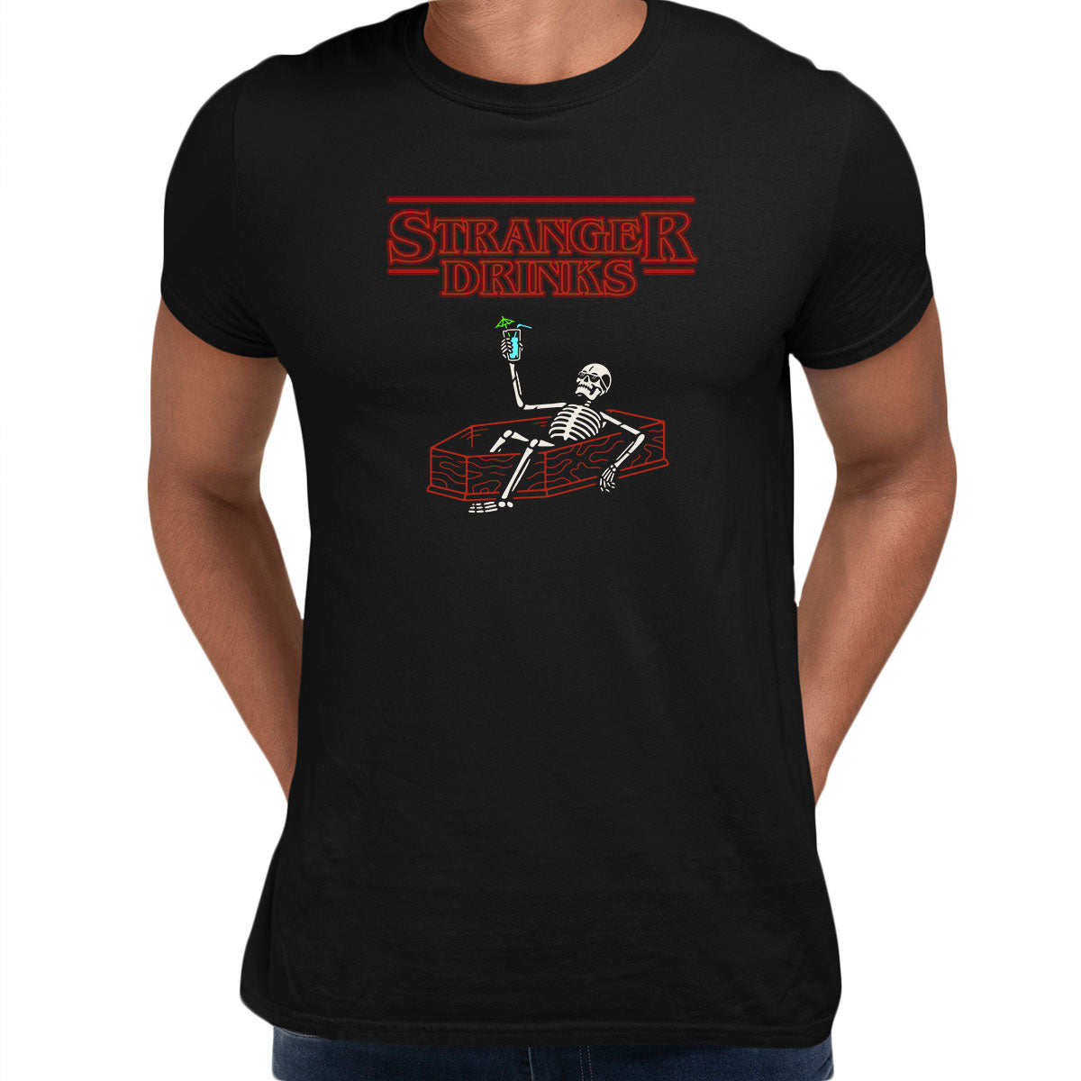 Stranger Drinks Spooky Funny Hunter t-Shirt Movie Unisex Tee - Kuzi Tees