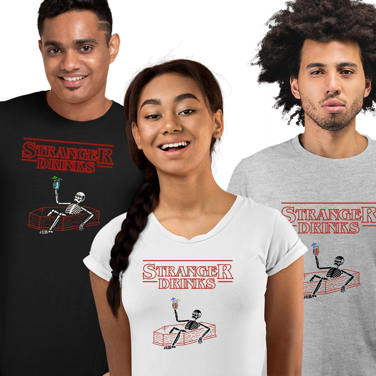 Stranger Drinks Spooky Funny Hunter t-Shirt Movie Unisex Tee - Kuzi Tees