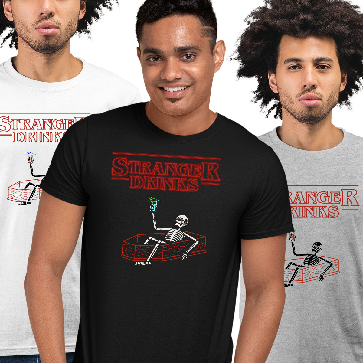 Stranger Drinks Spooky Funny Hunter t-Shirt Movie Unisex Tee - Kuzi Tees
