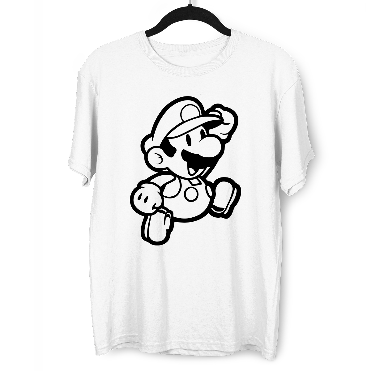 Super Mario Bros Outlined Jumping Mario T-Shirt for all Retro Nintendo Minds - Kuzi Tees
