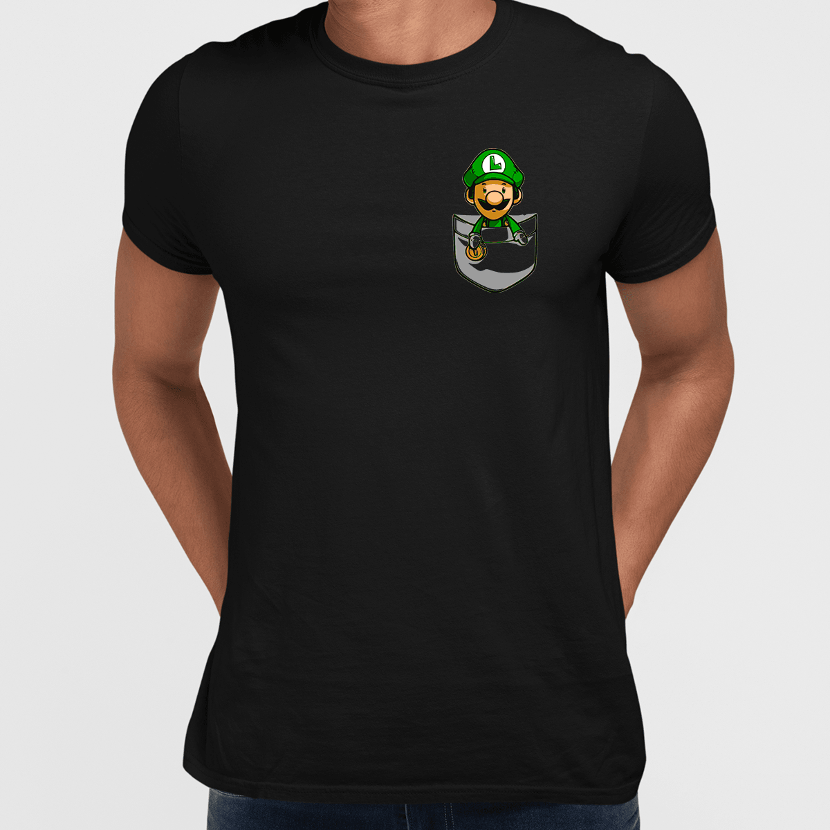 Cute Mario Bros Luigi in the pocket Tee Nintendo SNES for All retro Minds - Kuzi Tees