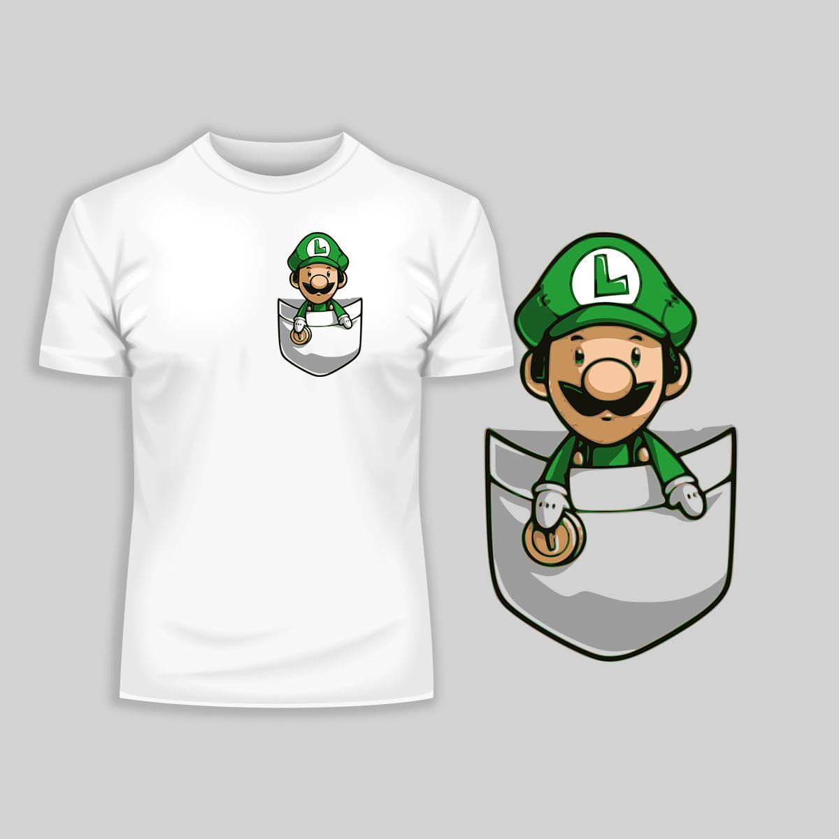Cute Mario Bros Luigi in the pocket Tee Nintendo SNES for All retro Minds - Kuzi Tees
