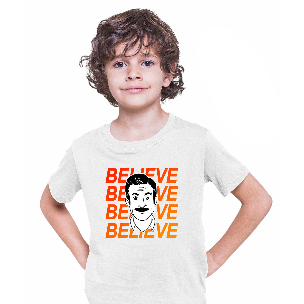 Ted Lasso Believe Tee Motivational Funny Movie Novelty Kids Gift Typography T-shirt for Kids - Kuzi Tees