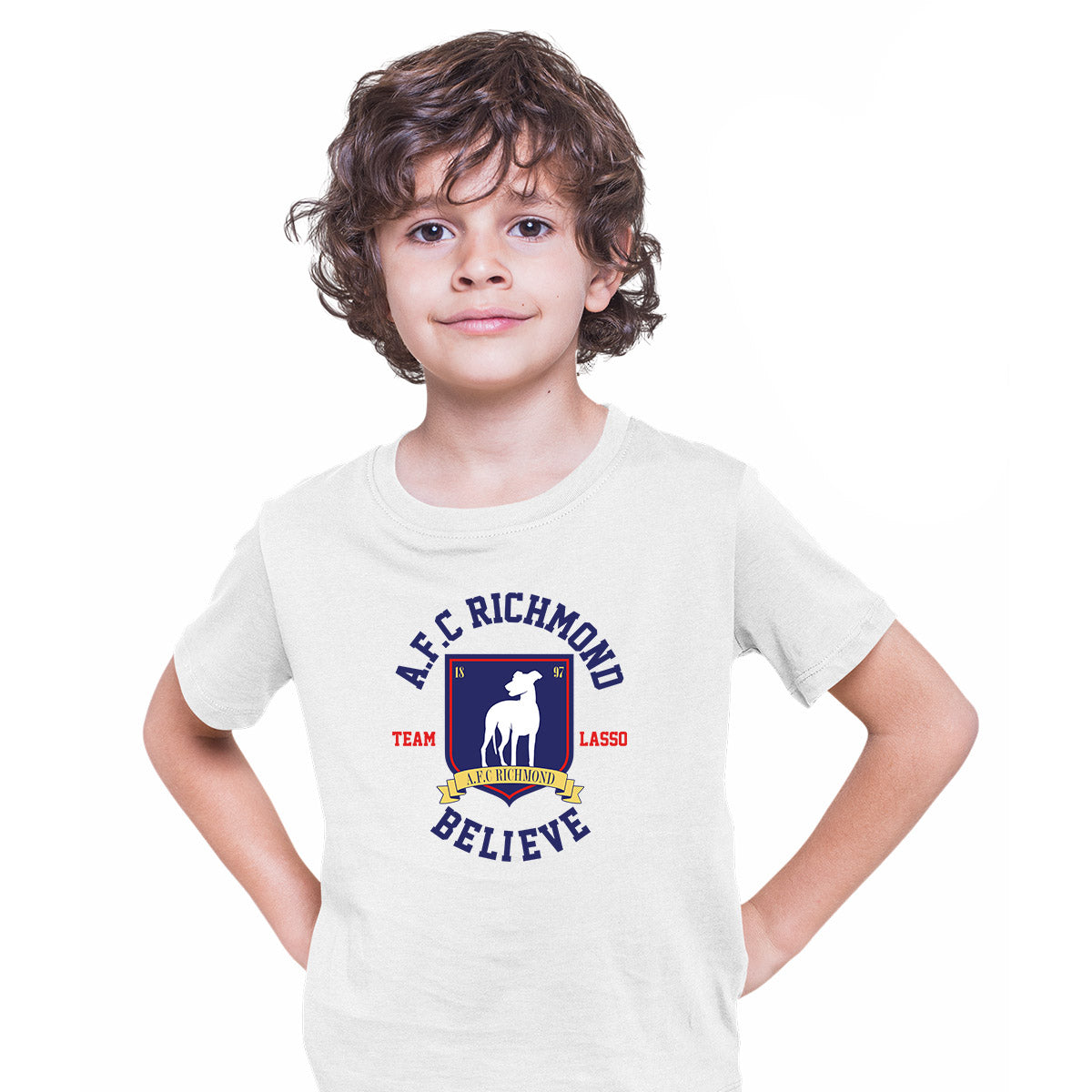 Ted Lasso AFC Richmond T-shirt Believe Gift For Movie Fan Team Lasso Kids T-shirt White