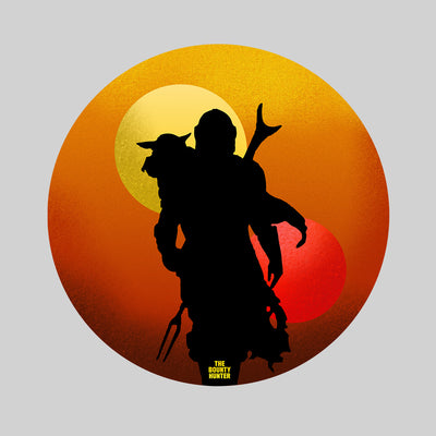The Bounty Hunter & Baby Yoda Star Wars Mandalorian Disney  Black & White T-shirt - Kuzi Tees