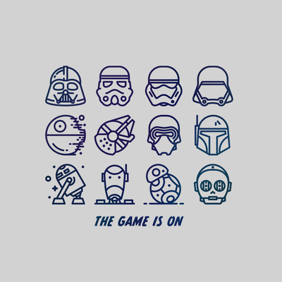 The Game Is On Star Wars Iconic Helmet and Figures from the Movie Crew Neck t shirt - Kuzi Tees