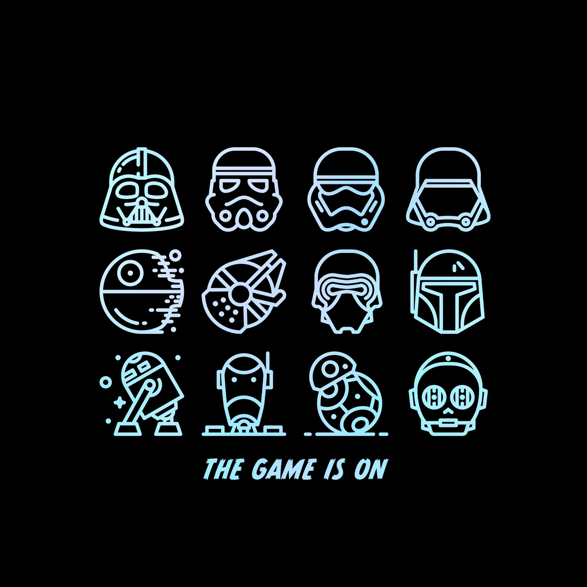 The Game Is On Star Wars Iconic Helmet and Figures from the Movie Tank Top - Kuzi Tees