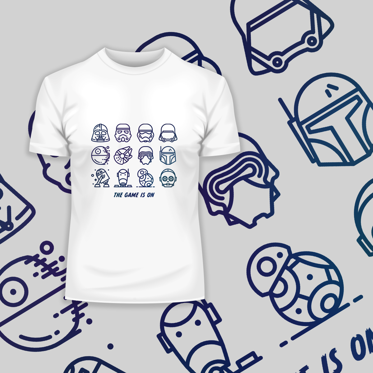 The Game Is On Star Wars Iconic Helmet and Figures from the Movie Crew Neck t shirt - Kuzi Tees