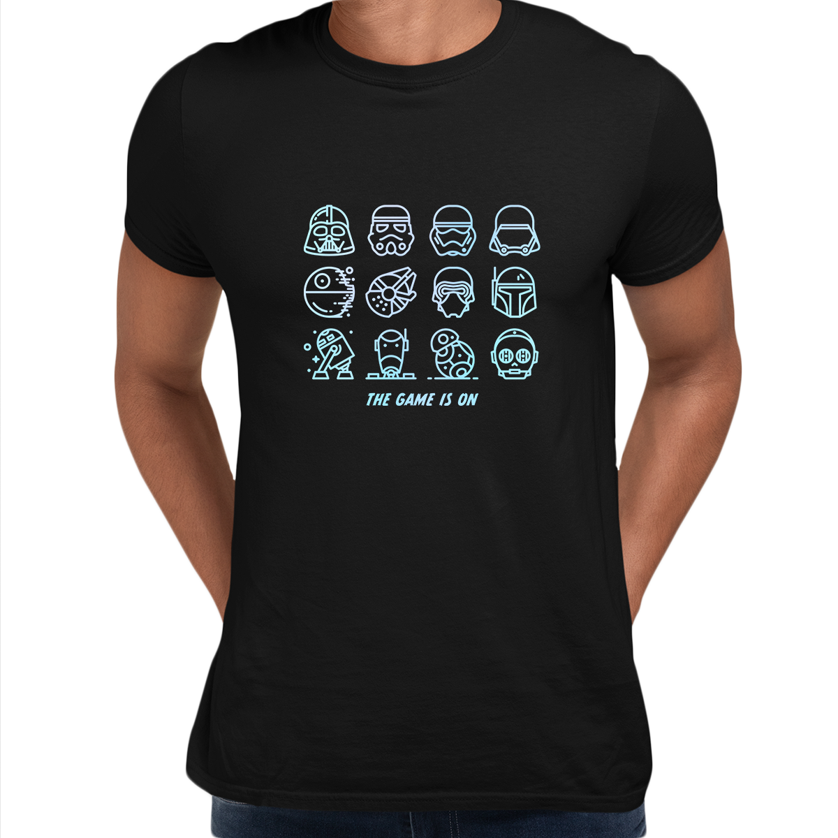 The Game Is On Star Wars Iconic Helmet and Figures from the Movie Crew Neck t shirt - Kuzi Tees