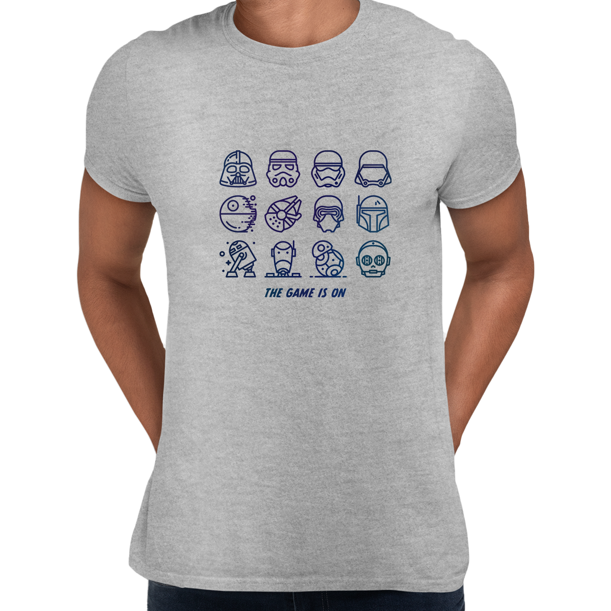 The Game Is On Star Wars Iconic Helmet and Figures from the Movie Crew Neck t shirt - Kuzi Tees