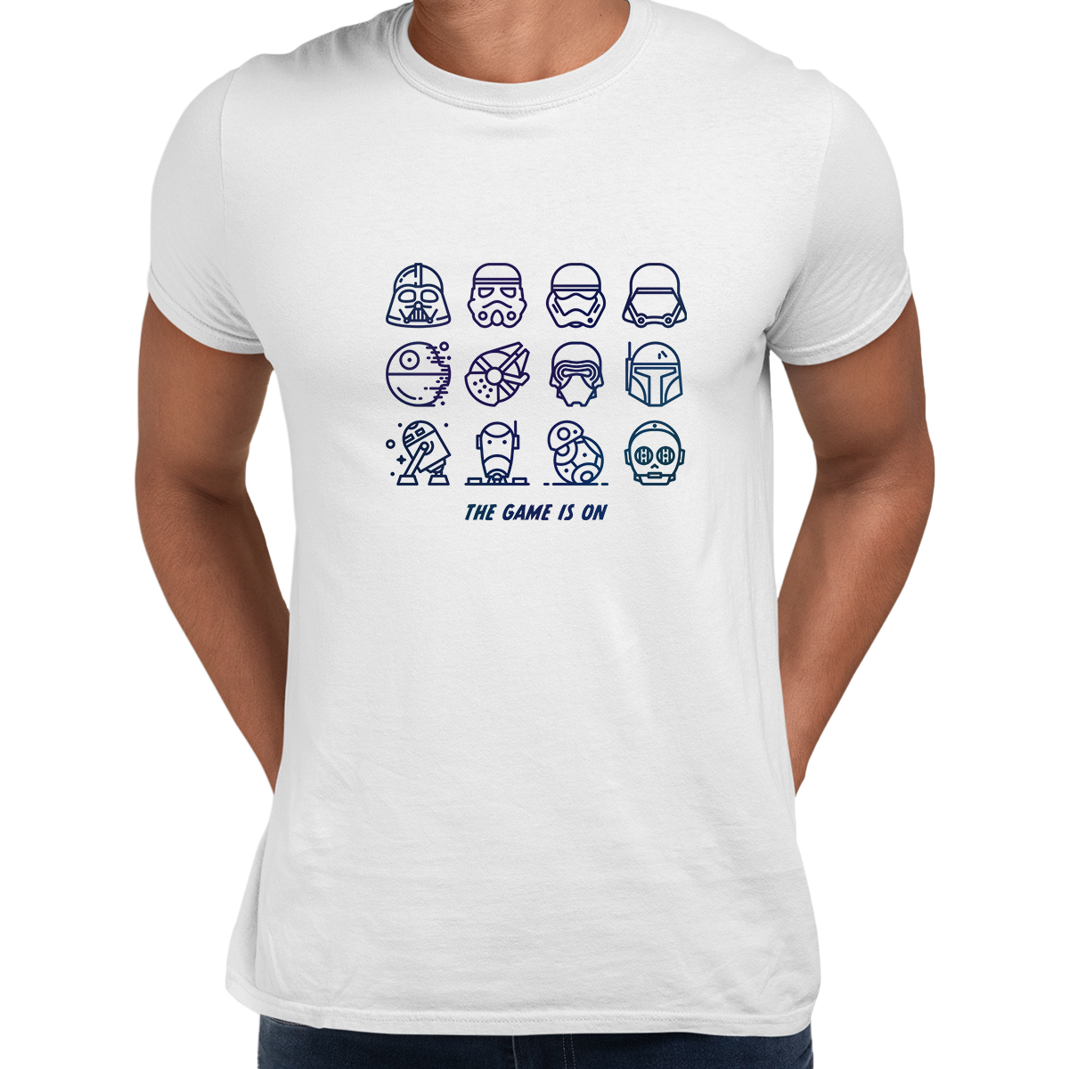 The Game Is On Star Wars Iconic Helmet and Figures from the Movie Crew Neck t shirt - Kuzi Tees