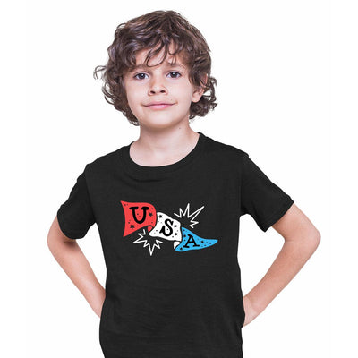 American Flag Baseball Footbal Kids Shirt - Kuzi Tees