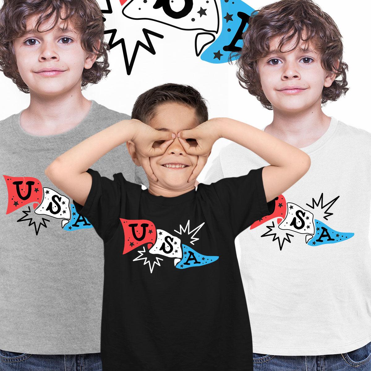 American Flag Baseball Footbal Kids Shirt - Kuzi Tees