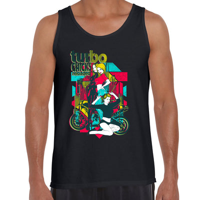 Three Turbo Chicks Black Tank Top - Kuzi Tees