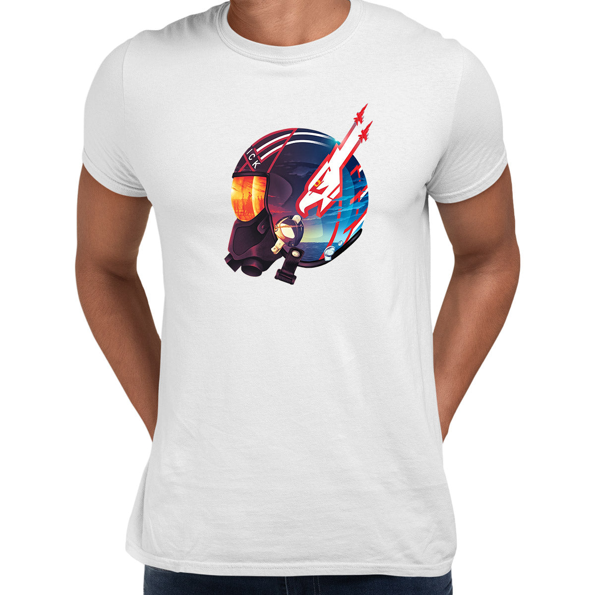 Tom Cruise Maverick Helmet Top Gun Novelty T-shirt - Kuzi Tees