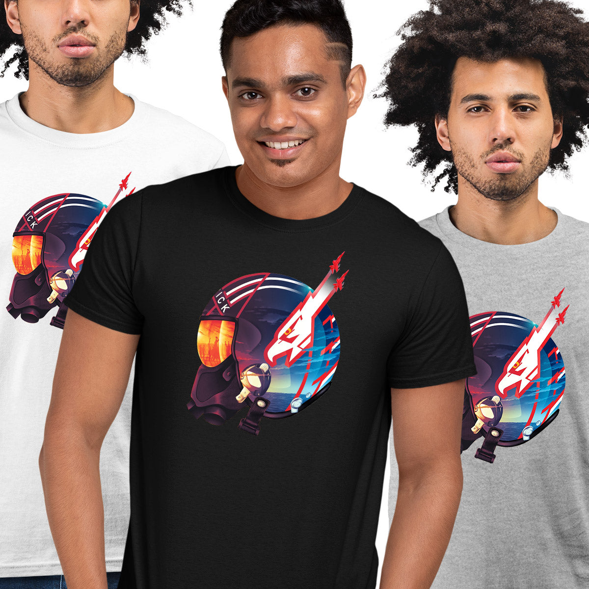 Tom Cruise Maverick Helmet Top Gun Novelty T-shirt - Kuzi Tees