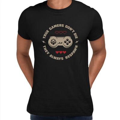 Mens Gaming T-Shirt Old School Gamer Retro Video Game True Gamer Respawn Unisex T-Shirt - Kuzi Tees