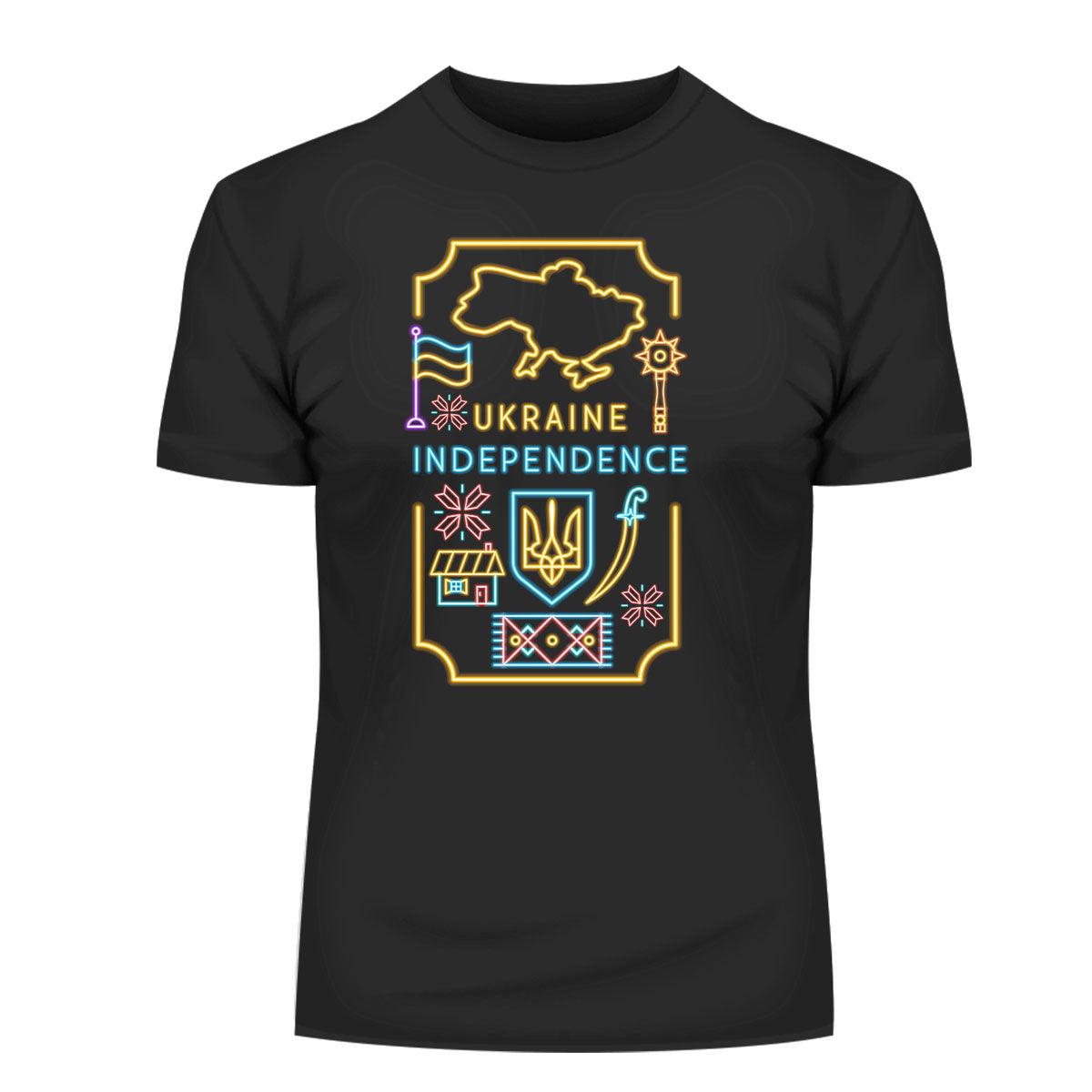 Independent Ukraine National Symbols Neon Glow Kids T-Shirt Support Ukraine War - Kuzi Tees