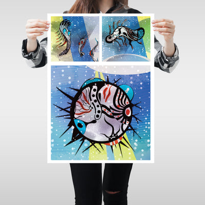 Underwater Creatures Wall Big A2 Art Print Kitchen Living Room Unframed Unique - Kuzi Tees