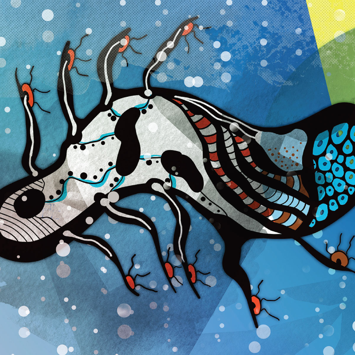 Underwater Creatures Wall Big A2 Art Print Kitchen Living Room Unframed Unique - Kuzi Tees