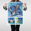 A2 Underwater Creatures Wall Big Art Print Kitchen Living Room Unframed Unique - Kuzi Tees