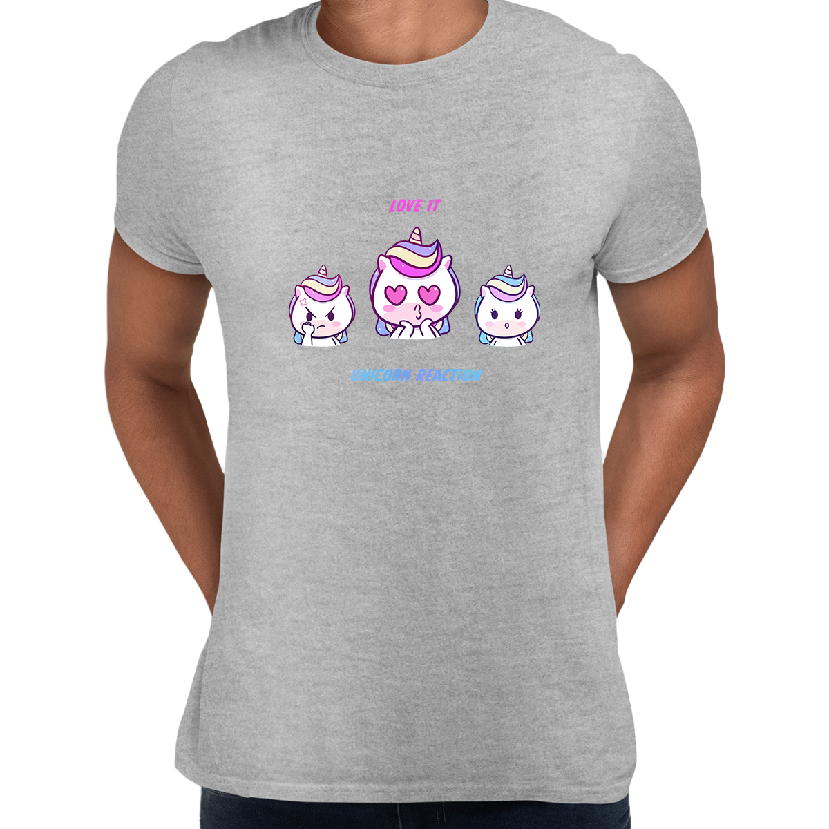 Unicorn Emoji Reaction Love Angry Excited Unisex Black and White Tee - Kuzi Tees