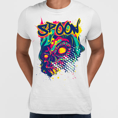 Urban Graffiti Spoon Skull Colorfull illustration T-Shirt - Kuzi Tees