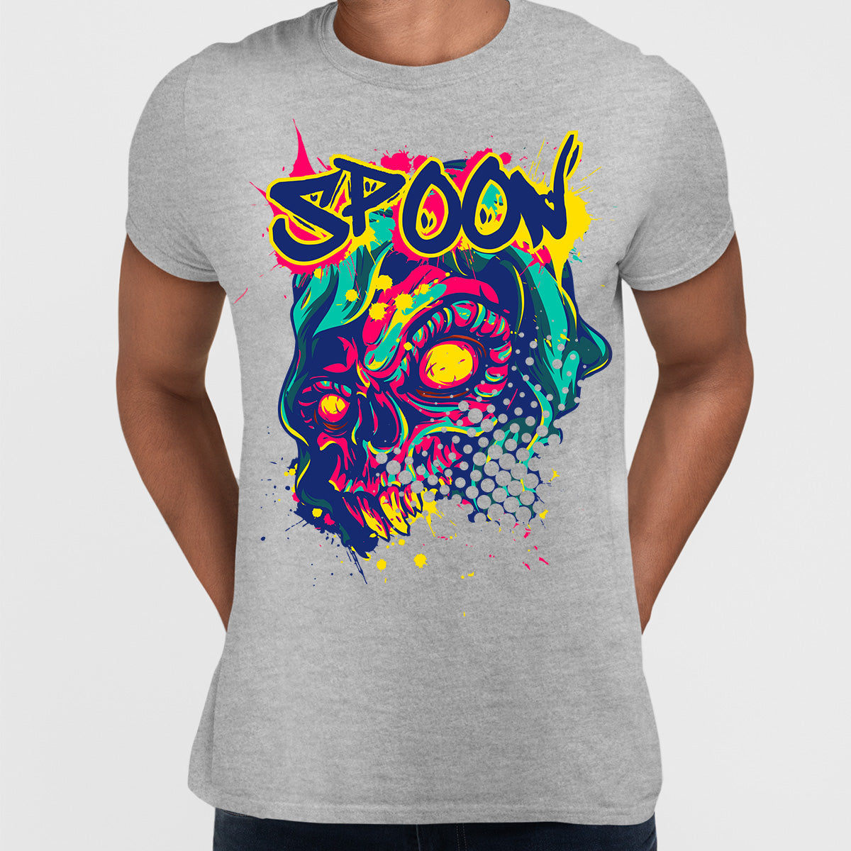 Urban Graffiti Spoon Skull Colorfull illustration T-Shirt - Kuzi Tees