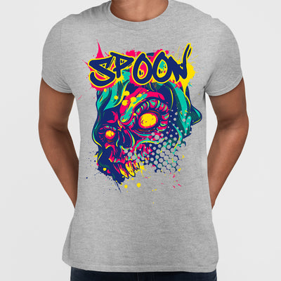 Urban Graffiti Spoon Skull Colorfull illustration T-Shirt - Kuzi Tees