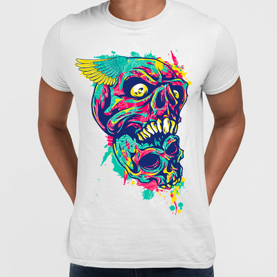 Urban Graffiti Two Demon Skull Angel Wing T-Shirt - Kuzi Tees
