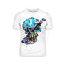 Urban Graffiti Blue Skull With A Baseball Bat T-Shirt - Kuzi Tees