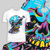 Urban Graffiti Blue Skull With A Baseball Bat T-Shirt - Kuzi Tees