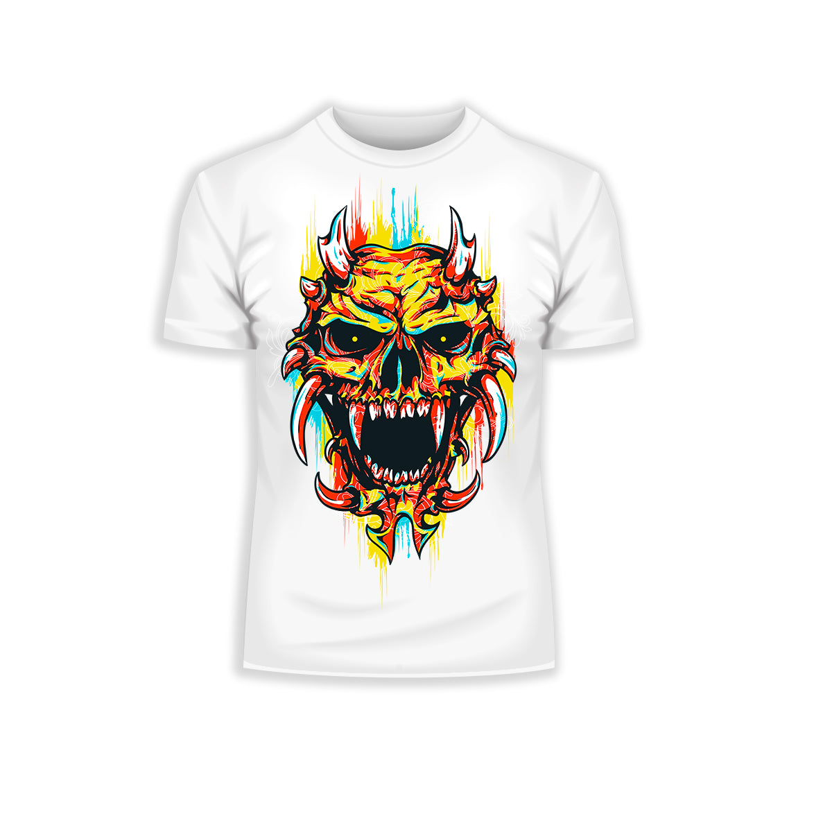 Urban Graffiti Demon Skull Heart Hearted T-Shirt - Kuzi Tees