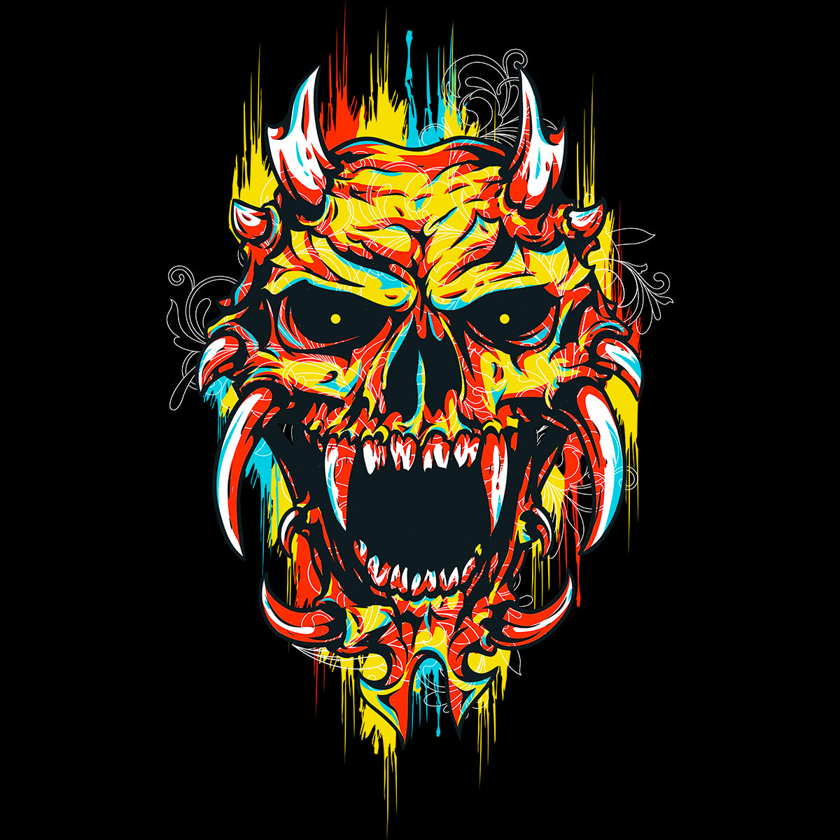 Urban Graffiti Demon Skull Heart Hearted T-Shirt - Kuzi Tees