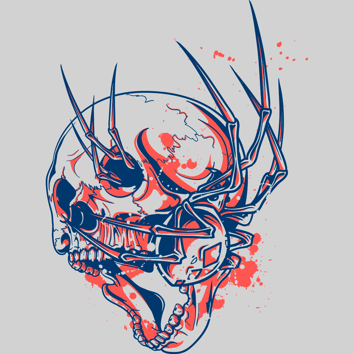 Urban Graffiti Scary Spider and Skull T-Shirt - Kuzi Tees